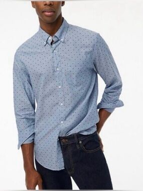 J. Crew Blue Micro Heart Button-Down Shirt